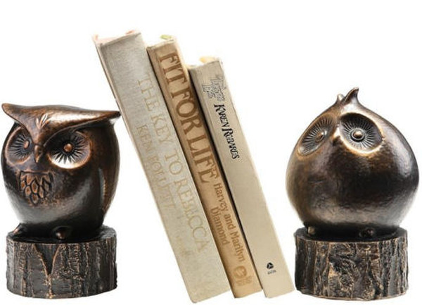 Owl Bookends Wide Eyed Sculptures